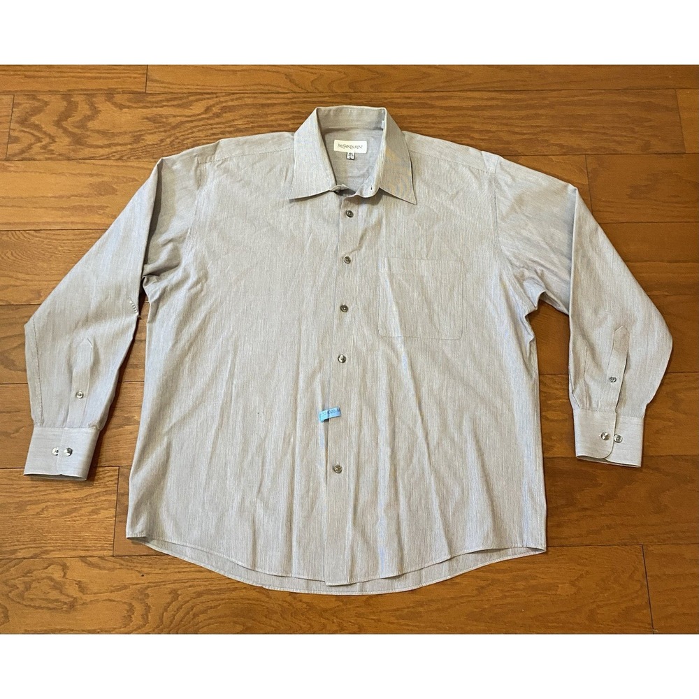 Yves Saint Laurent Shirt Mens 16.5 34-35‎ YSL Dress Shirt Button Up Designer